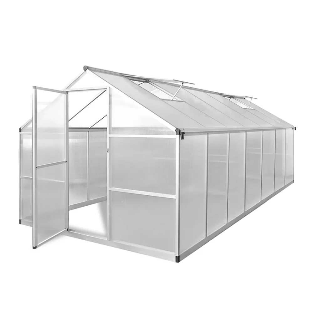 250-7 422x250x195cm Aluminium Single Hinged Door Walk-in Polycarbonate Greenhouse