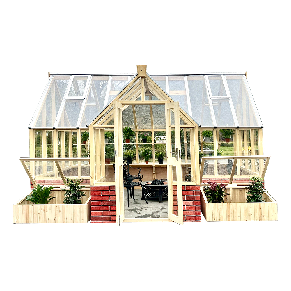 WGT-SHAPE 446x250x293cm Pinus Sylvestris Wooden Glass Green House